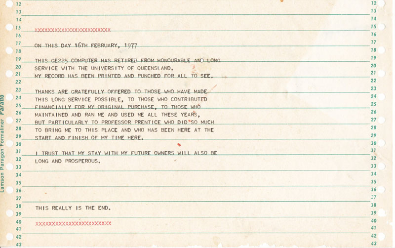 GE-225 Last Printout