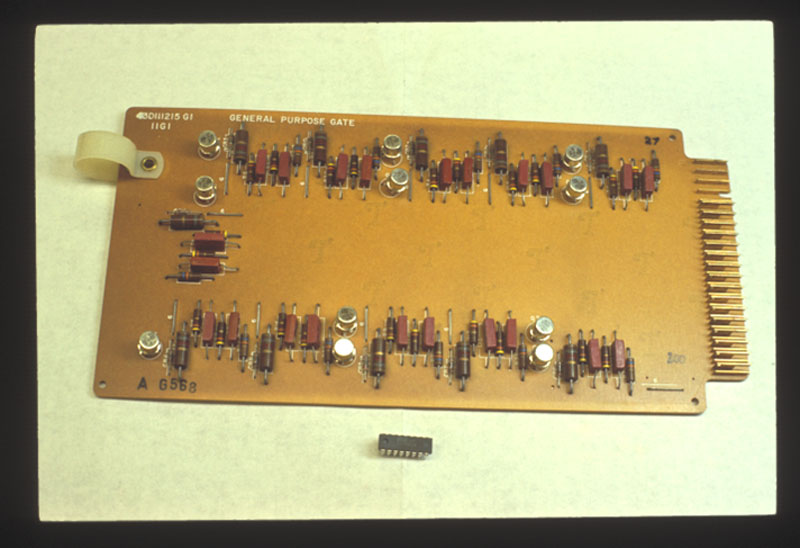 Transistor logic card with IC